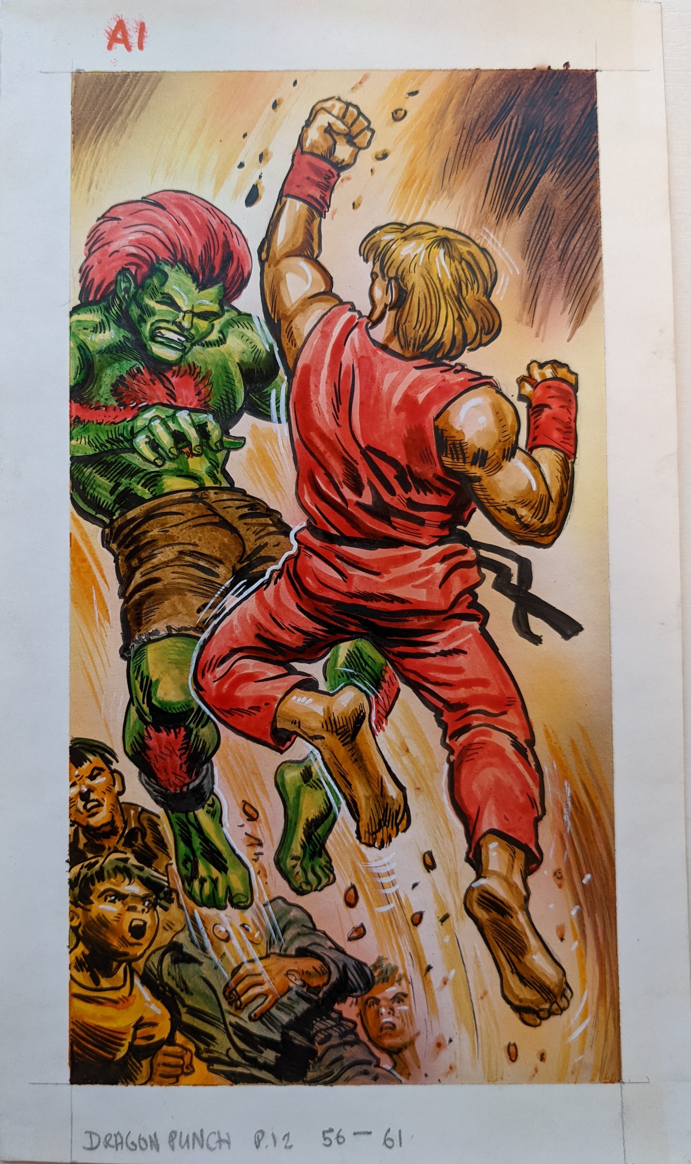 Street Fighter II Sticker Album Ken Dragon Punch with Blanka