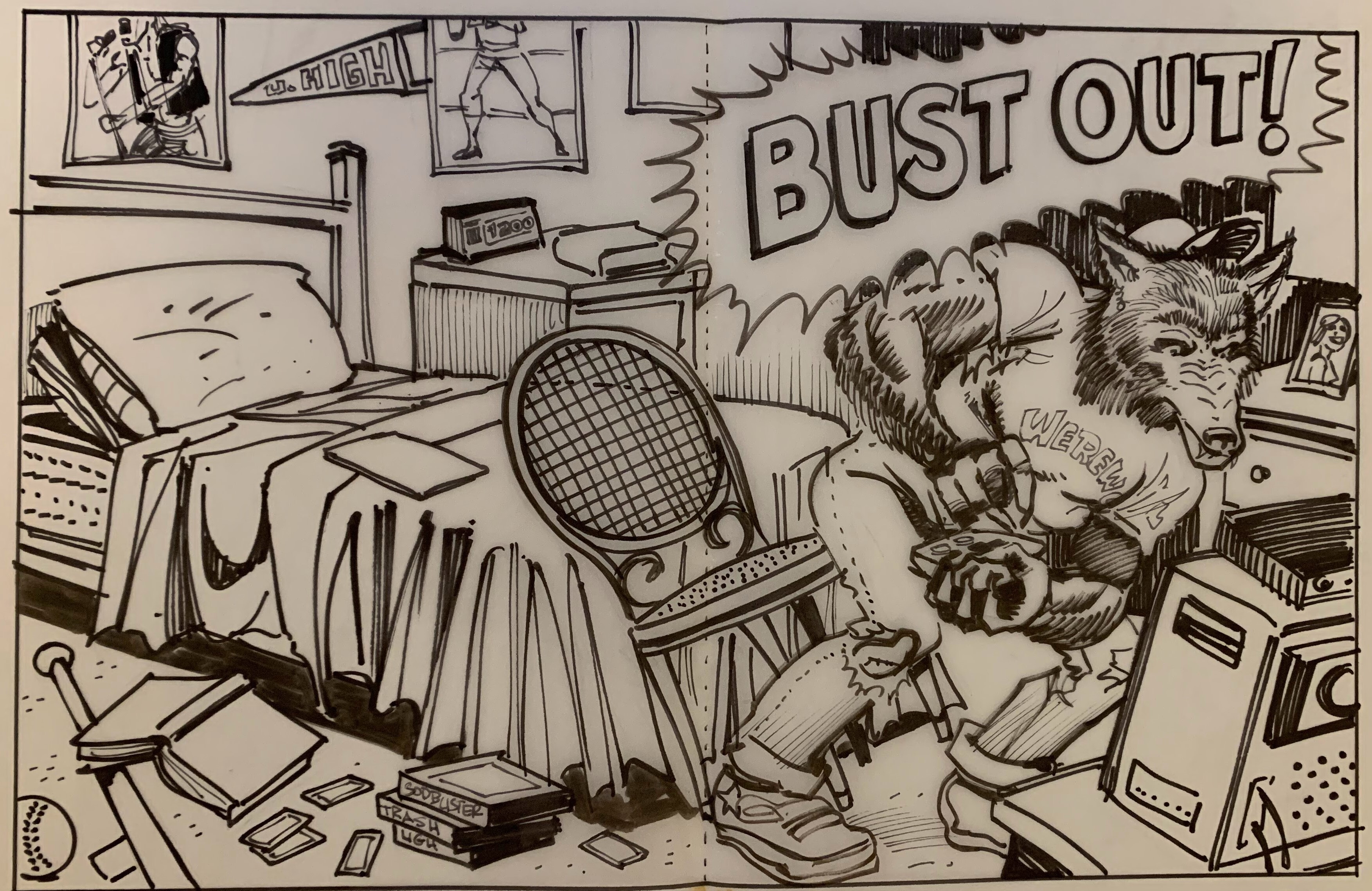 Werewolf: The Last Warrior NES Promotional Trade Flyer Preliminary Art